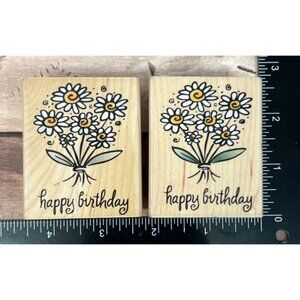 Hero Arts Wood Mounted Rubber Stamp Happy Birthday Bouquet E2092